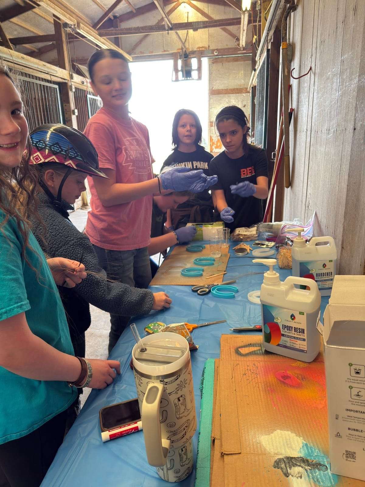Campers making crafts at spring camp